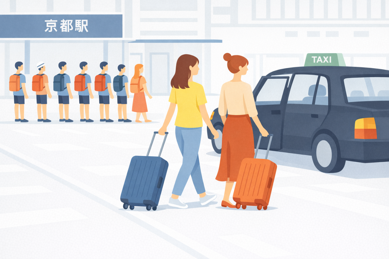 京都駅からタクシーに乗って、時短！