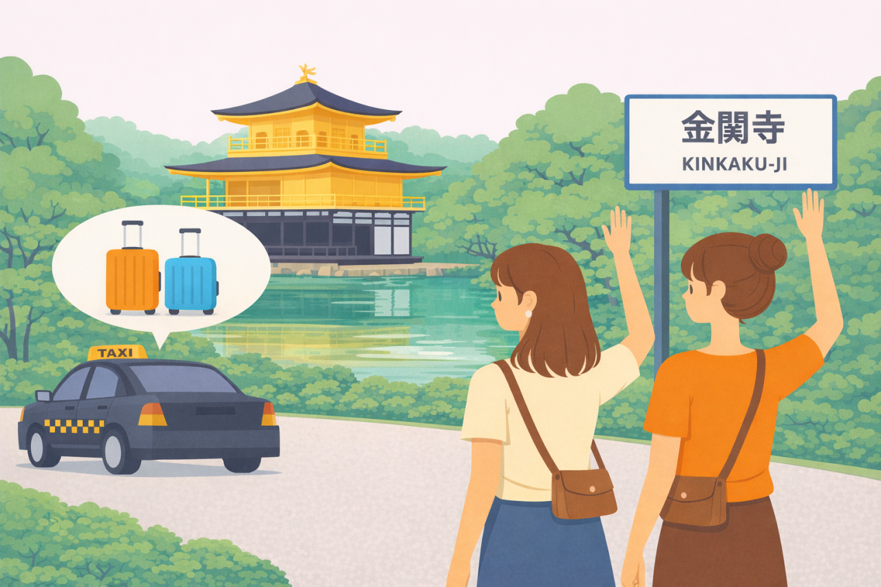 目的地でタクシーを降りたら、そのままホテルに荷物配送！